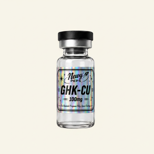 GHK-Cu 100mg vial on cream background — Newy Peps